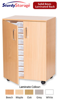 Sturdy Storage Double Column Unit - 20 Shallow Trays with Doors