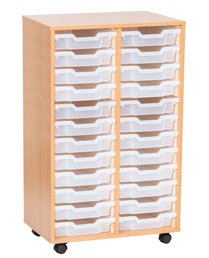 Sturdy Storage Double Column Unit - 24 Shallow Trays