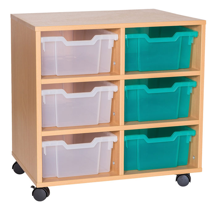 Sturdy Storage - Ready Assembled Cubbyhole Storage with 6 deep Trays (Mobile)