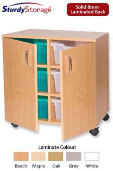 Sturdy Storage Double Column Cubbyhole Unit - 6 Deep Trays with Doors