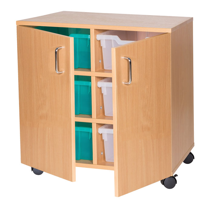 Sturdy Storage Double Column Cubbyhole Unit - 6 Deep Trays with Doors