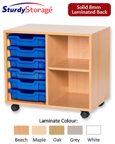 Sturdy Storage Double Column Unit - 6 Trays & 2 Storage Compartments