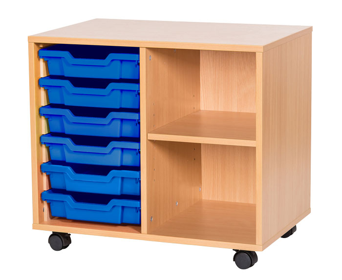 Sturdy Storage Double Column Unit - 6 Trays & 2 Storage Compartments