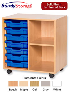 Sturdy Storage Double Column Unit - 7 Trays & 2 Storage Compartments