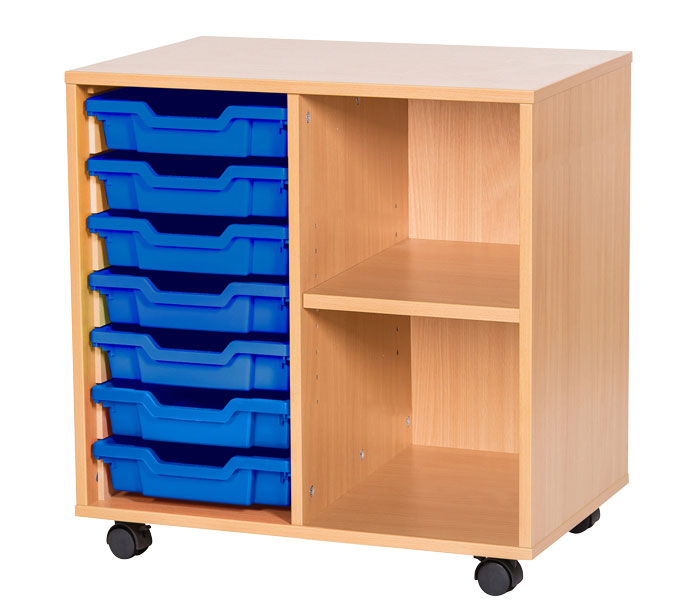 Sturdy Storage Double Column Unit - 7 Trays & 2 Storage Compartments