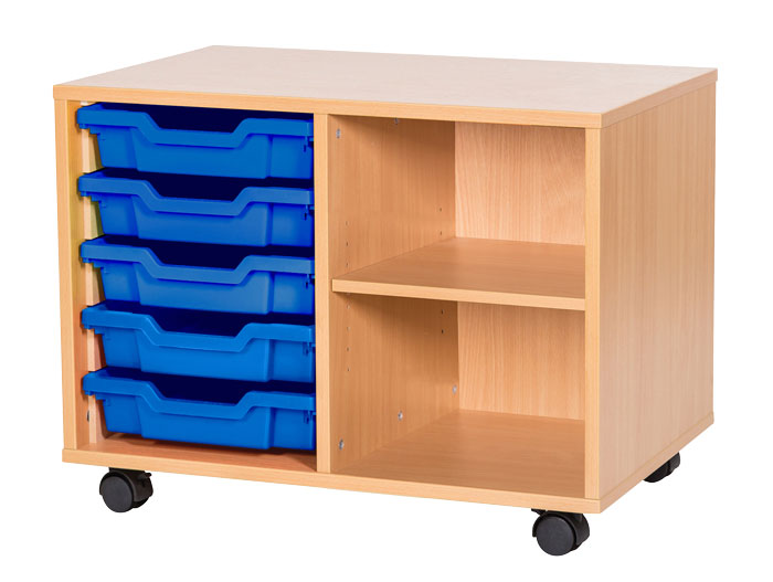 Sturdy Storage Double Column Unit - 5 Trays & 2 Storage Compartments