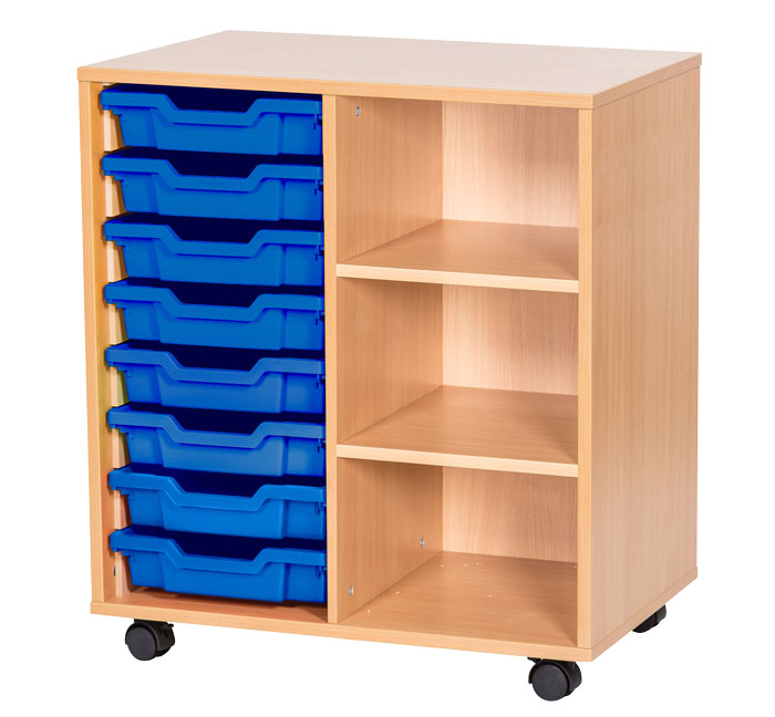 Sturdy Storage Double Column Unit - 8 Trays & 3 Storage Compartments