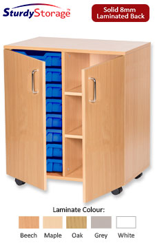 Sturdy Storage Double Column Unit - 8 Trays & 3 Storage Compartments with Doors