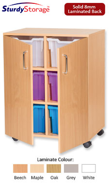 Sturdy Storage Double Column Cubbyhole Unit - 6 Extra-Deep Trays with Doors