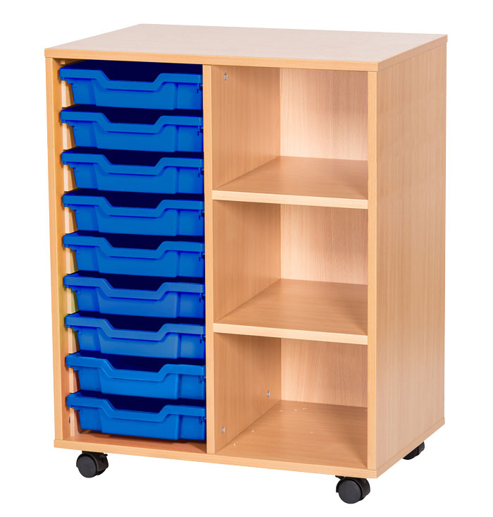 Sturdy Storage Double Column Unit - 9 Trays & 3 Storage Compartments