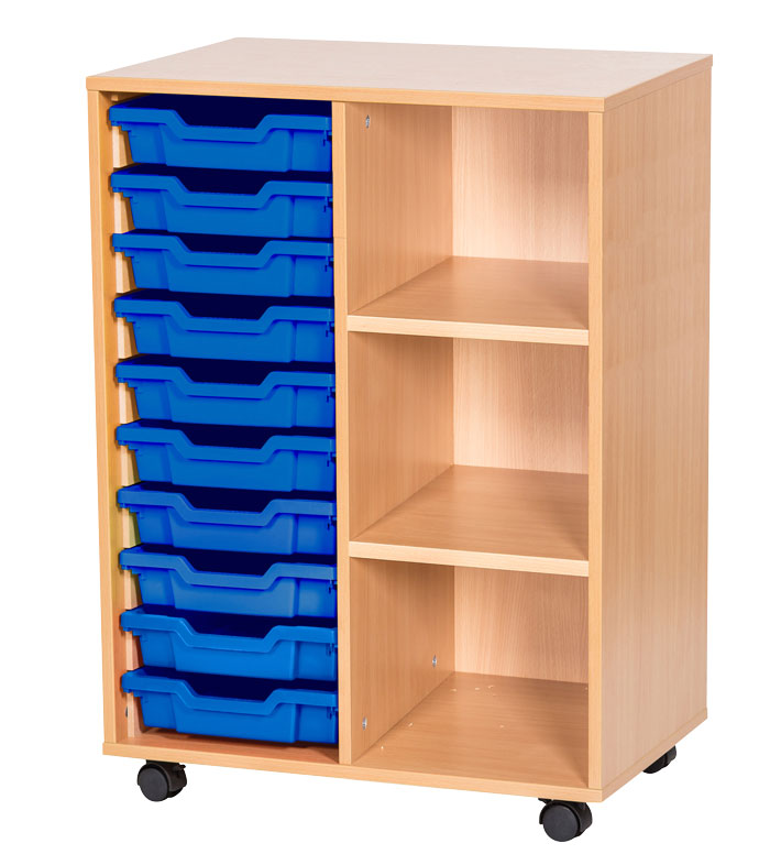 Sturdy Storage Double Column Unit - 10 Trays & 3 Storage Compartments