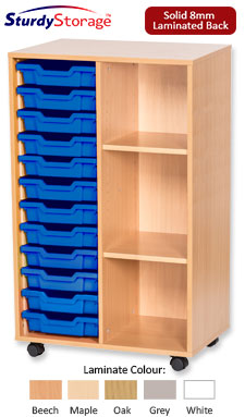 Sturdy Storage Double Column Unit - 12 Trays & 3 Storage Compartments