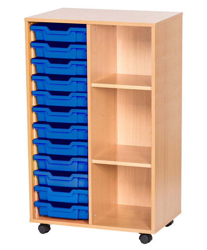 Sturdy Storage Double Column Unit - 12 Trays & 3 Storage Compartments