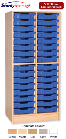 Sturdy Storage Double Column Unit - 32 Shallow Trays (Static Only)