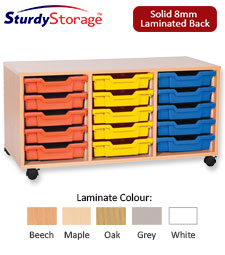 Sturdy Storage Triple Column Unit - 15 Shallow Trays