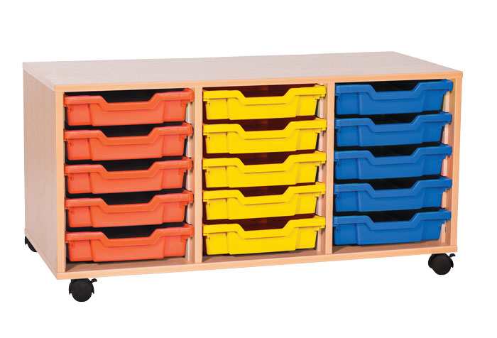 Sturdy Storage Triple Column Unit - 15 Shallow Trays