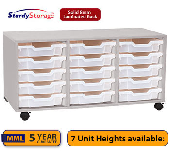 Sturdy Storage - Triple Shallow Tray Grey Column Unit