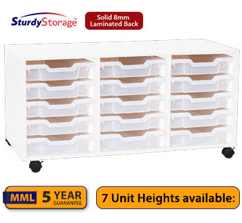 Sturdy Storage - Triple Shallow Tray White Column Unit