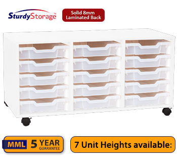 Sturdy Storage - Triple Shallow Tray White Column Unit