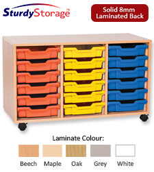 Sturdy Storage Triple Column Unit - 18 Shallow Trays