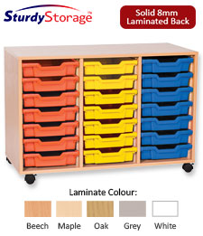 Sturdy Storage Triple Column Unit - 21 Shallow Trays