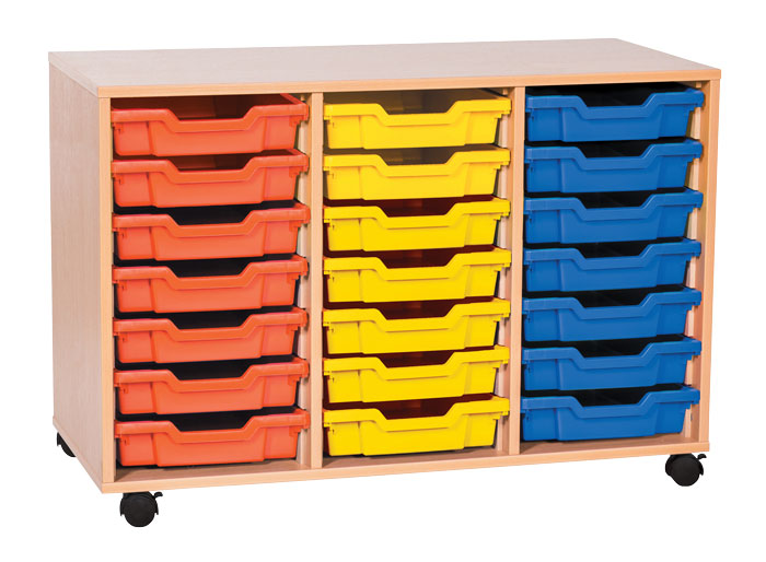 Sturdy Storage Triple Column Unit - 21 Shallow Trays