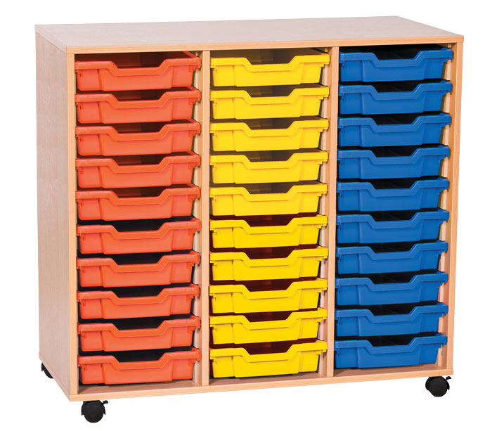 Sturdy Storage Triple Column Unit - 30 Shallow Trays