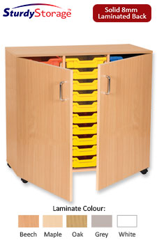 Sturdy Storage Triple Column Unit - 30 Shallow Trays with Doors