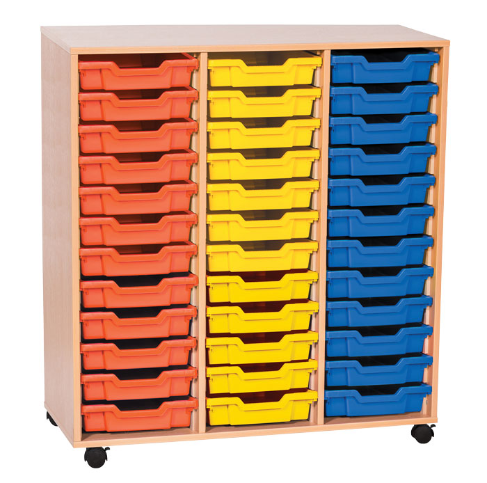 Sturdy Storage Triple Column Unit - 36 Shallow Trays