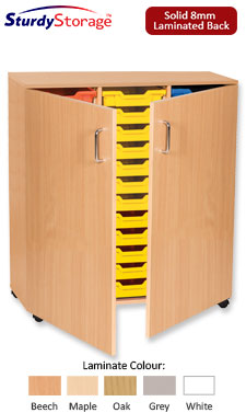 Sturdy Storage Triple Column Unit - 36 Shallow Trays with Doors