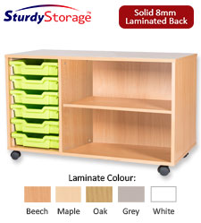 Sturdy Storage Triple Column Unit - 6 Trays & 2 Storage Compartments