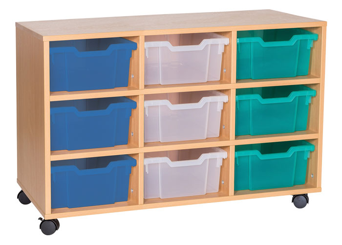 Sturdy Storage - Ready Assembled Cubbyhole Storage with 9 deep Trays (Mobile)