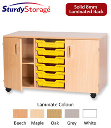 Sturdy Storage Triple Column Unit - 6 Trays & 2 Cupboards