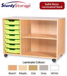 Sturdy Storage Triple Column Unit - 7 Trays & 2 Storage Compartments