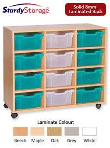 Sturdy Storage - Ready Assembled Cubbyhole Storage with 12 deep Trays (Mobile)