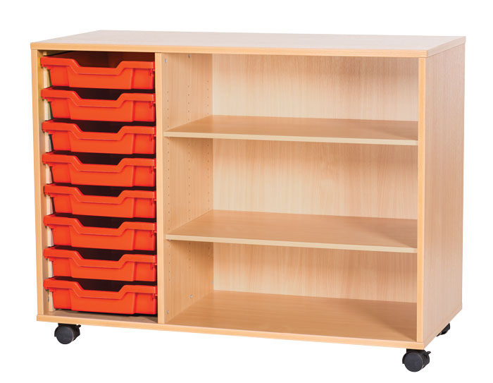 Sturdy Storage Triple Column Unit - 8 Trays & 3 Storage Compartments