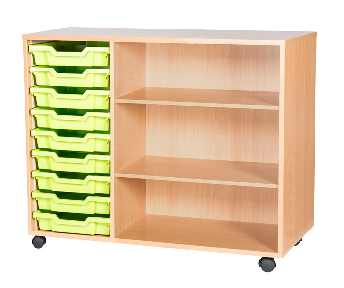 Sturdy Storage Triple Column Unit - 9 Trays & 3 Storage Compartments