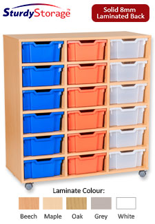 Sturdy Storage - Ready Assembled Cubbyhole Storage with 18 deep Trays (Mobile)