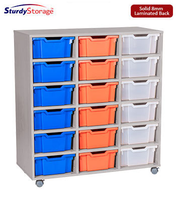 Sturdy Storage - Ready Assembled Grey Cubbyhole Storage With 18 Deep Trays