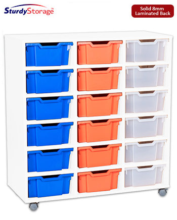 Sturdy Storage - Ready Assembled White Cubbyhole Storage With 18 Deep Trays