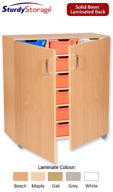 Sturdy Storage Triple Column Cubbyhole Storage - 18 Deep Trays with Doors