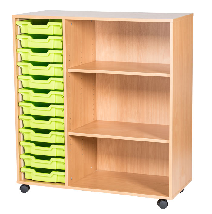 Sturdy Storage Triple Column Unit - 12 Trays & 3 Storage Compartments