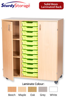 Sturdy Storage Triple Column Unit - 12 Trays & 2 Cupboards