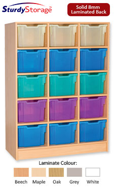 Sturdy Storage Cubbyhole Storage with Extra-Deep Trays - 15 Tray Triple Unit (Static Unit)