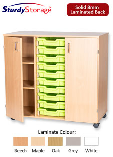 Sturdy Storage Triple Column Unit - 10 Trays & 2 Cupboards