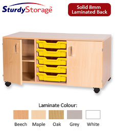 Sturdy Storage Triple Column Unit - 5 Trays & 2 Cupboards