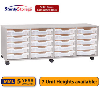 Sturdy Storage - Quad Shallow Tray Grey Column Unit