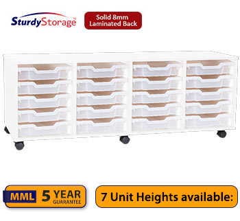 Sturdy Storage - Quad Shallow Tray White Column Unit