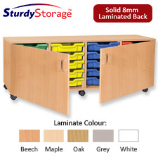 Sturdy Storage Quad Column Unit - 20 Shallow Trays with Doors