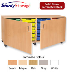 Sturdy Storage Quad Column Unit - 24 Shallow Trays with Doors